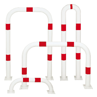 Schutzbügel, zum Einbetonieren, rot/weiß, Stahl, verzinkt, Ø76mm, 1000x650(1050)mm-Beschreibung lesen