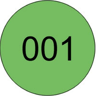 Markierungspunkt, numeriert 001-500, hellgrün, Haftpapier, ablösbar, Ø 25mm, 500/Rolle-Beschreibung lesen