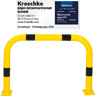 Schutzbügel, zum Aufdübeln, gelb/schwarz, Stahl, verzinkt, pulverb., Ø76mm, 1000x650mm-Beschreibung lesen