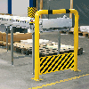 Schutzbügel mit Unterfahrschutz, 425mm, z.Aufdübeln, gelb/schwarz, Stahl, 1000x650mm Schutzbügel mit Unterfahrschutz, 425mm, z.Aufdübeln, gelb/schwarz, Stahl, 1000x650mm