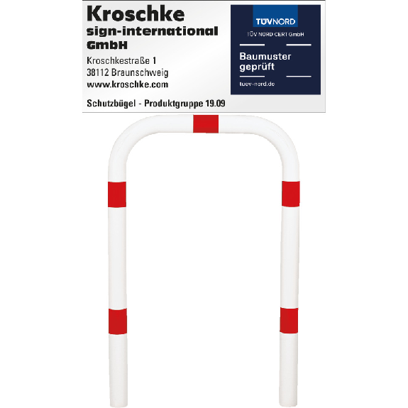 Schutzbügel, zum Einbetonieren, rot/weiß, Stahl, verzinkt, Ø76mm, 750x1150(1550)mm-Leer más