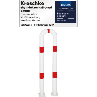 Schutzbügel, zum Aufdübeln, rot/weiß, Stahl, verzinkt, pulverb., Ø76mm, 300x1150mm-Beschreibung lesen