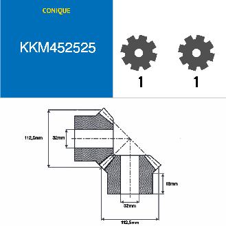 KKM452525  25/25 Zähne  Modul: 4,5  Teilungsdurchmesser: 112,5 mm  Außendurchmesser: 118,8 mm  Zahnbreite: 32 mm-Beschreibung lesen