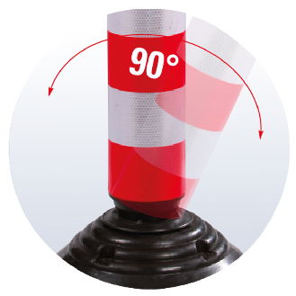 Absperrpfosten FlexPin, mit Zylinderfuß, überfahrbar, rot/weiß, Kunststoff, 760mm-Beschreibung lesen