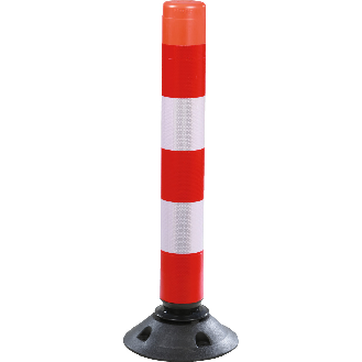 Absperrpfosten FlexPin, mit Zylinderfuß, überfahrbar, rot/weiß, Kunststoff, 760mm-Beschreibung lesen