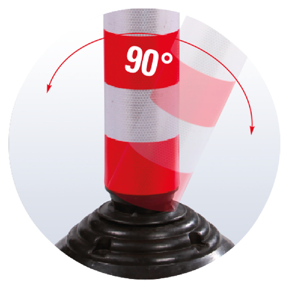 Absperrpfosten FlexPin, mit Zylinderfuß, überfahrbar, rot/weiß, Kunststoff, 760mm-Beschreibung lesen