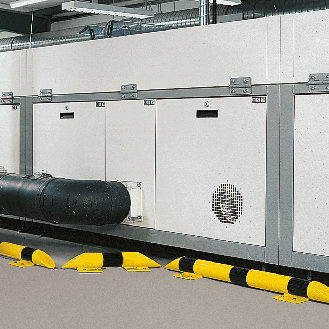 Rollstopp, zum Aufdübeln, gelb/schwarz, Stahlrohr, feuerverzinkt, Ø 76mm, 1000mm-Beschreibung lesen