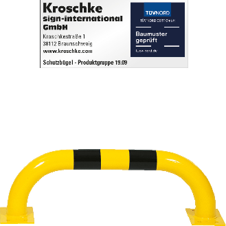 Schutzbügel, zum Aufdübeln, gelb/schwarz, Stahl, verzinkt, pulverb., Ø76mm, 750x250mm-Beschreibung lesen