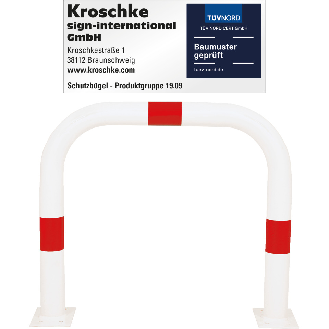 Schutzbügel, zum Aufdübeln, rot/weiß, Stahl, verzinkt, pulverb., Ø76mm, 750x650mm-Beschreibung lesen