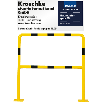 Schutzbügel light mit Knieholm, zum Aufdübeln, gelb/schwarz, Stahl, Ø 40mm, 1000x1000mm-Beschreibung lesen
