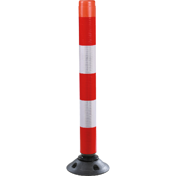 Absperrpfosten FlexPin, mit Zylinderfuß, überfahrbar, rot/weiß, Kunststoff, 1000mm-Beschreibung lesen