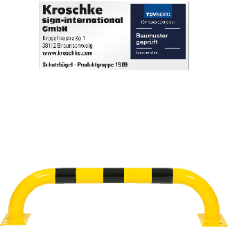 Schutzbügel, zum Aufdübeln, gelb/schwarz, Stahl, verzinkt, pulverb., Ø76mm, 1000x250mm-Beschreibung lesen