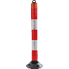 Absperrpfosten LeitPin, mit Zylinderfuß/Öse, anfahrbar, rot/weiß, Kunststoff, 1050mm
