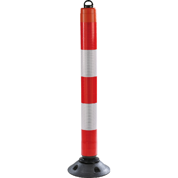 Absperrpfosten LeitPin, mit Zylinderfuß/Öse, anfahrbar, rot/weiß, Kunststoff, 1050mm-Beschreibung lesen