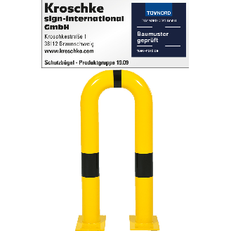 Schutzbügel, zum Aufdübeln, gelb/schwarz, Stahl, verzinkt, pulverb., Ø76mm, 750x650mm-Beschreibung lesen