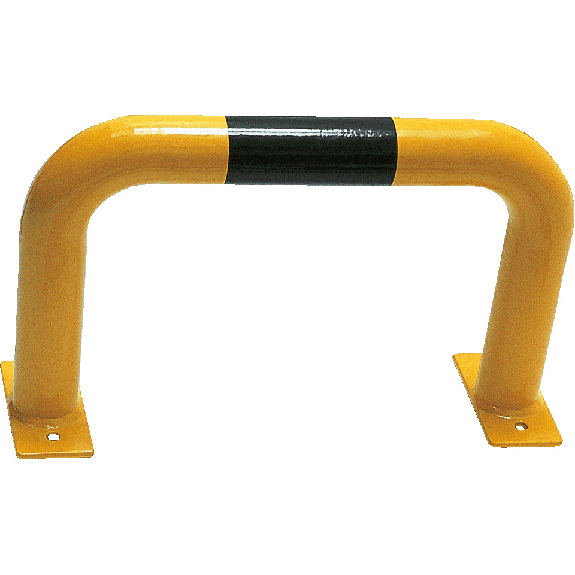 Wandschutzbügel, zum Aufdübeln, gelb/schwarz, verzinkt, pulverbeschichtet, Ø 60mm, 500x300mm-Leggi tutto
