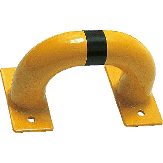 Wandschutzbügel, zum Aufdübeln, gelb/schwarz, verzinkt, pulverbeschichtet, Ø 60mm, 250x150mm-Beschreibung lesen