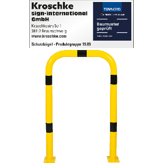 Schutzbügel, zum Aufdübeln, gelb/schwarz, Stahl, verzinkt, pulverb., Ø76mm, 750x1150mm-Beschreibung lesen