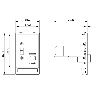 Plaque frontale 1×USB type A, 1xRJ45 , 8 pôles, métal - SI-FP-R1A-U1A-Lire la description