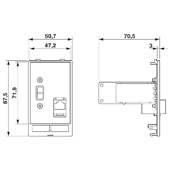 Plaque frontale 1×USB type A, 1xRJ45 , 8 pôles, métal - SI-FP-R1A-U1A Plaque frontale 1×USB type A, 1xRJ45 , 8 pôles, métal - SI-FP-R1A-U1A-Lire la description