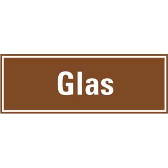 Hinweisschild Glas, braun/weiß, Folie, selbstklebend, 297x105mm-Beschreibung lesen