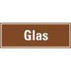 Hinweisschild Glas, braun/weiß, Folie, selbstklebend, 297x105mm