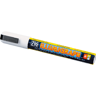 Spezialstift für Schultafellackschilder, abwischbar, weiß, Schriftstärke 6mm-Beschreibung lesen