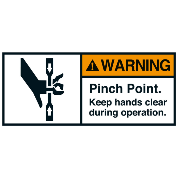 ANSI-Aufkleber WARNING Pinch point,UL anerk.,Folie,35x80mm,2/Bogen-Leggi tutto
