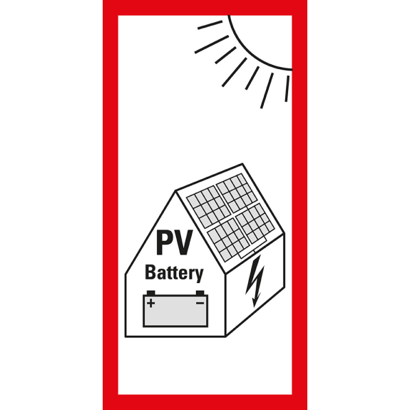 Hinweisschild Photovoltaikanlage mit Batteriespeicher..., VDE-AR, Folie, 200x100mm, VDE-Beschreibung lesen