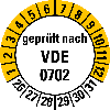 Mehrjahresprüfplakette gepr.nach VDE 0702,26-31,weiß/gelb,Folie,20mm,500/Rolle