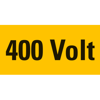 Warnschild 400 Volt, RoHS konform, Folie, selbstklebend, 74x37mm-Beschreibung lesen