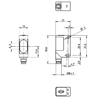 Cellule Directe PNP P=100mm Pot. LR LO/DO / M08 4P - QMRB/0P-0F-Lire la description