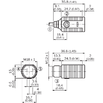 Cellule Bar. reflex PNP P=5m DO M18 Plast. Axial / M12 4P - MHL15-P3236 (ARTICLE RECONDITIONNE)-Lire la description
