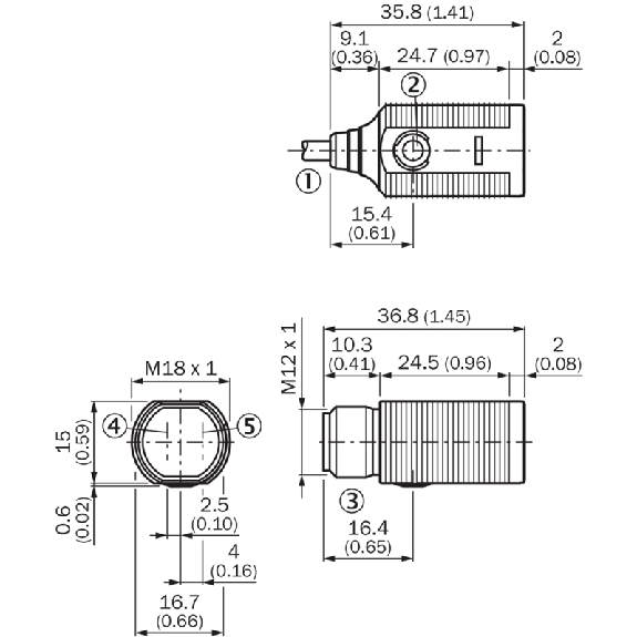 Cellule Bar. reflex PNP P=5m DO M18 Plast. Axial / M12 4P - MHL15-P3236 (ARTICLE RECONDITIONNE)-Lire la description
