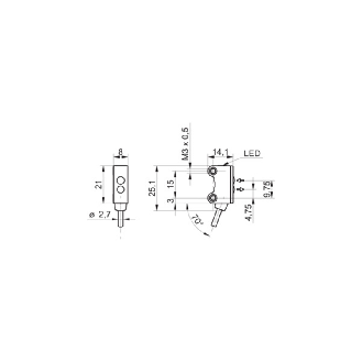 Cellule EAP PNP P=15mm fixe LR LO/DO / Câble 2m PVC - O200.GR.F-PV1Z.72CV/H006_BX15-Lire la description