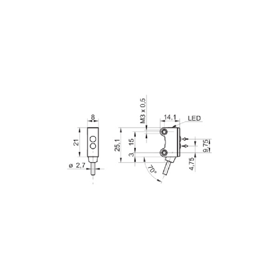 Cellule EAP PNP P=15mm fixe LR LO/DO / Câble 2m PVC - O200.GR.F-PV1Z.72CV/H006_BX15-Lire la description