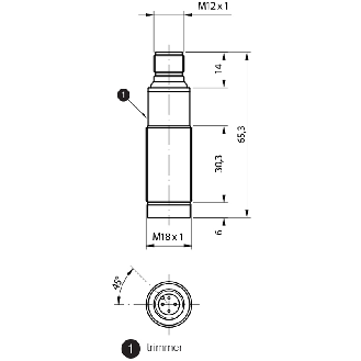 Cellule Bar. reflex PNP P=4.5m LR NO+NF M18 Plast. Axial M12 4P - FQRN/BP-0E-Lire la description