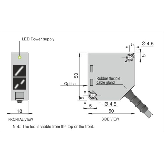 Cellule Barrage (E) P=2m IR 12-250Vac/dc / Câble 2m - FTQSP-BE-R-Lire la description