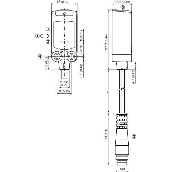 Cellule EAP PNP/NPN P=120mm PinPoint LO/DO / M08 3P+C0.11m - WTB4FT-31311120ZZZ-Lire la description