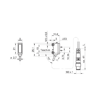 Cellule EAP PNP P=120mm qTeach Laser LO/DO / M08 4P+C0.2m - O200.GL-PV1T.72NV/F040_H006-Lire la description