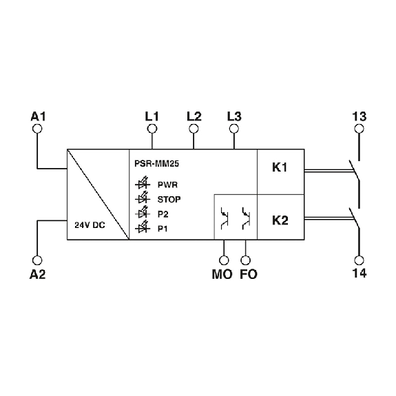 Dispositif de sécurité pour la surveillance des arrêts moteurs - PSR-MM25-1NO-2DO-24DC-SC-Lire la description