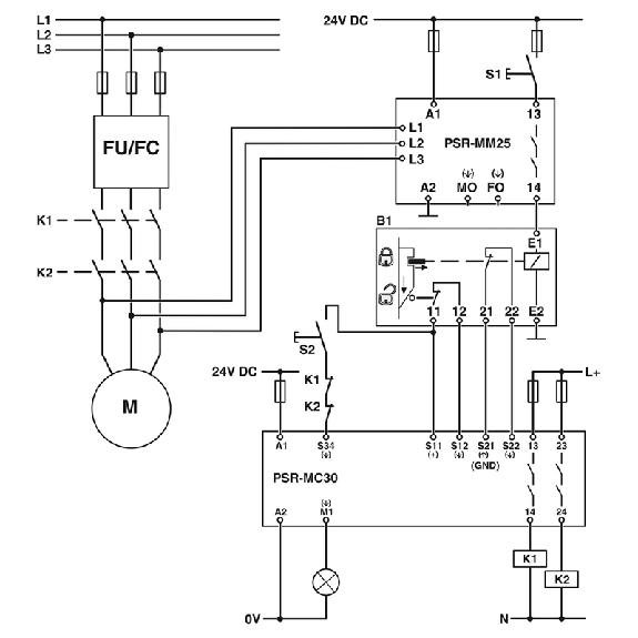 Dispositif de sécurité pour la surveillance des arrêts moteurs - PSR-MM25-1NO-2DO-24DC-SC-Lire la description