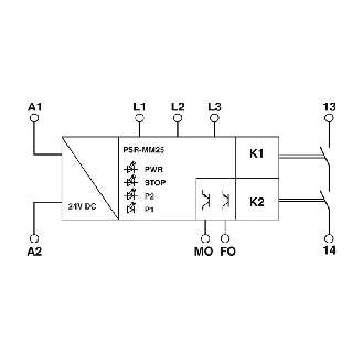 Dispositif de sécurité pour la surveillance des arrêts moteurs - PSR-MM25-1NO-2DO-24DC-SC-Lire la description