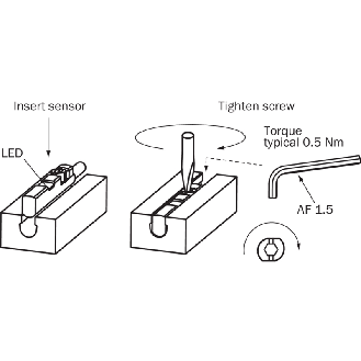 DPM Vérins rainures en C NPN NO lg23,7mm 10-30Vdc / M08 3P+C0.3m PUR - MZC1-4V3NS-KP0-Lire la description