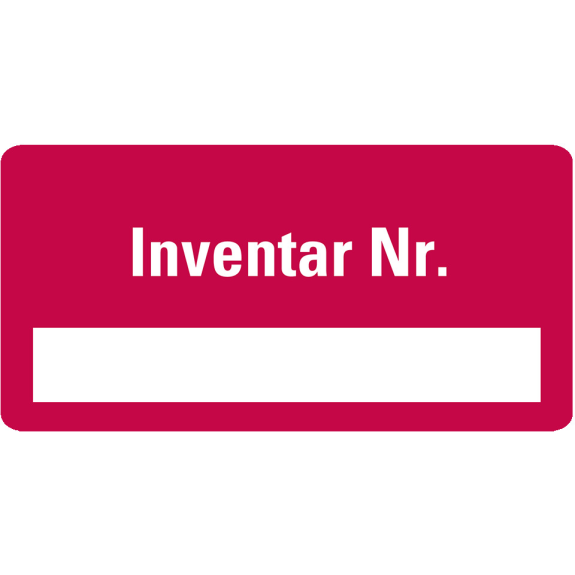 Inventaretikett Inventar-Nr., rot, Dokumentenfolie, Spezialkleber, 40x20mm, 16/Bogen-Beschreibung lesen