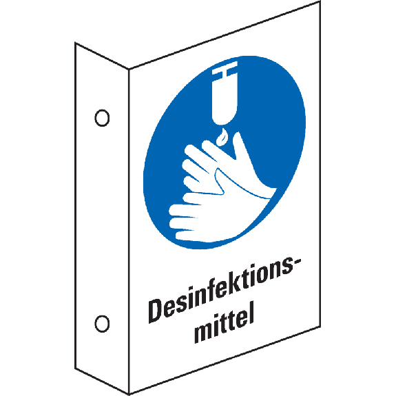 Fahnenschild Desinfektonsmittel, doppelseitig, Kunststoff, 200x300mm-Beschreibung lesen