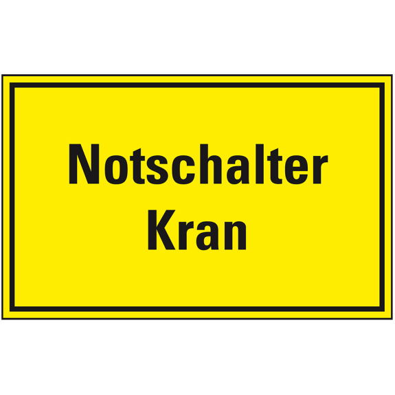 Hinweisschild Notschalter Kran, Folie, 150x100 mm Hinweisschild Notschalter Kran, Folie, 150x100 mm-Beschreibung lesen