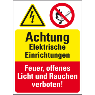 Sicherheits-Kombischild mit Symbolen, Elektrische..., Kunststoff, 300x400mm-Beschreibung lesen