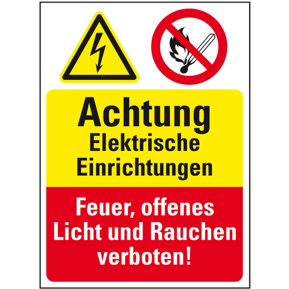 Sicherheits-Kombischild mit Symbolen, Elektrische..., Kunststoff, 300x400mm-Lire la description