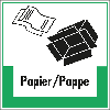 Abfallkennzeichen Papier/Pappe, mit Symbol und Text, Folie, selbstklebend, 200x200mm